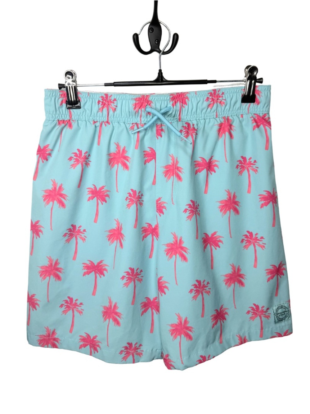 Abercrombie Kids Palm Tree Print Board Shorts Aqua Pink Boys Size 13/14